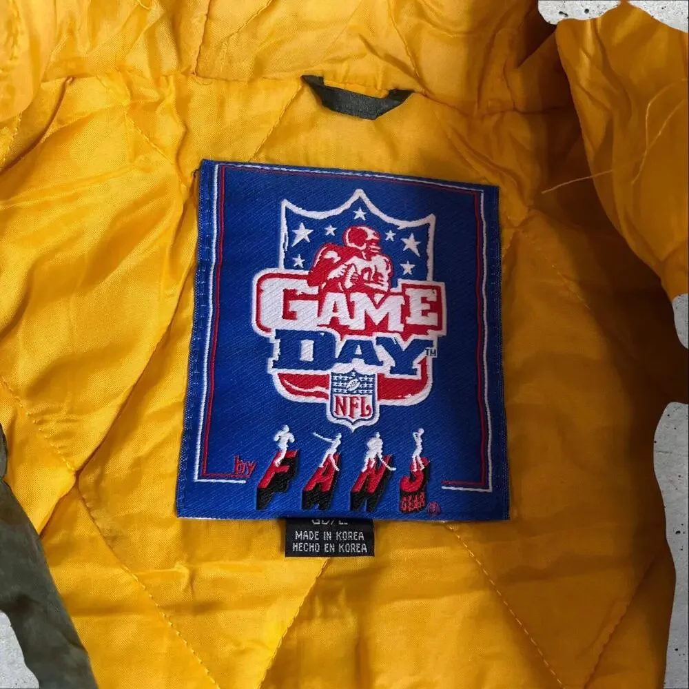 VTG 90s Game Day Green Bay Packers Colorblock Parka Jacket Mens Size L‎